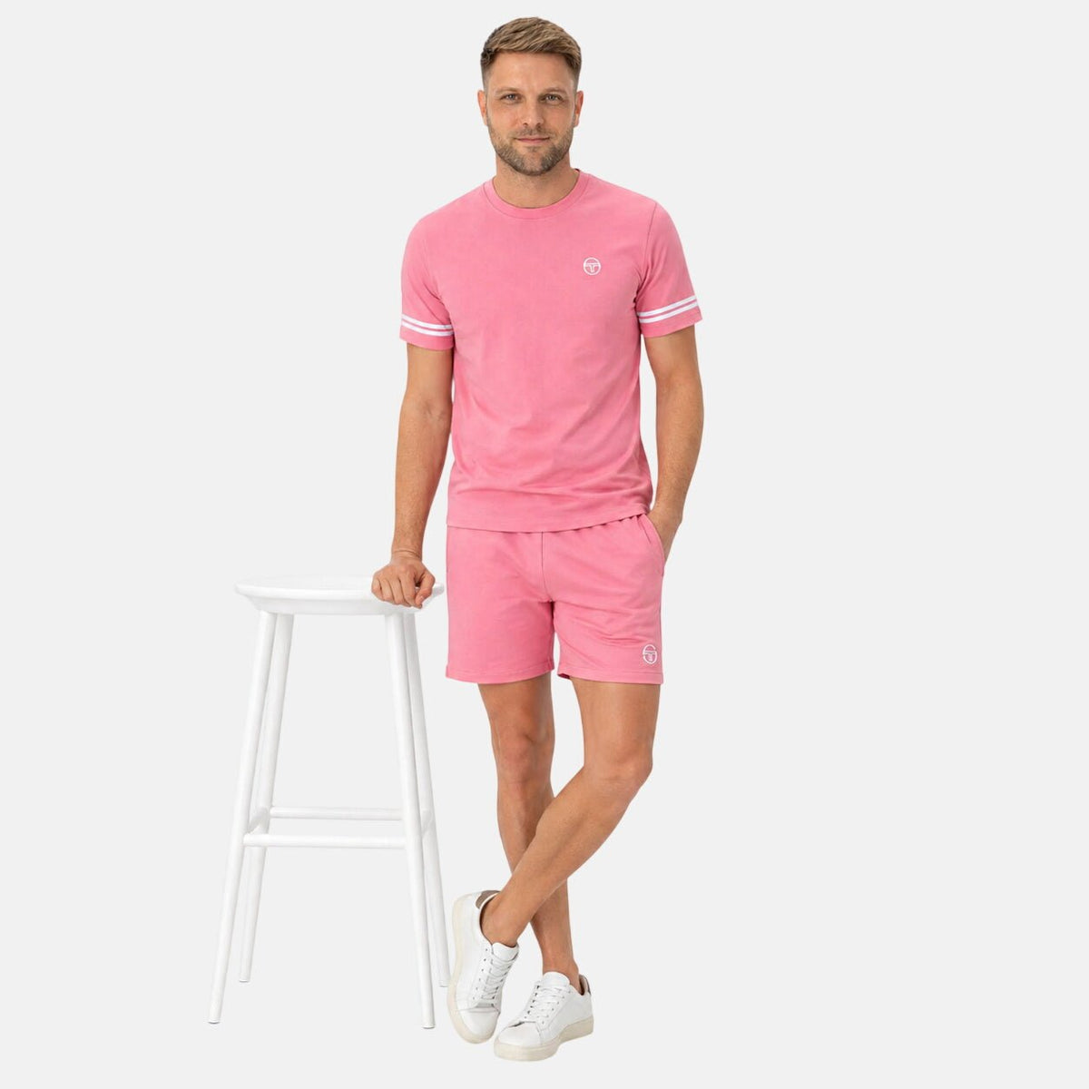Sergio Tacchini Grello T-Shirt Geranium Pink/White | Northern Threads Designer Menswear