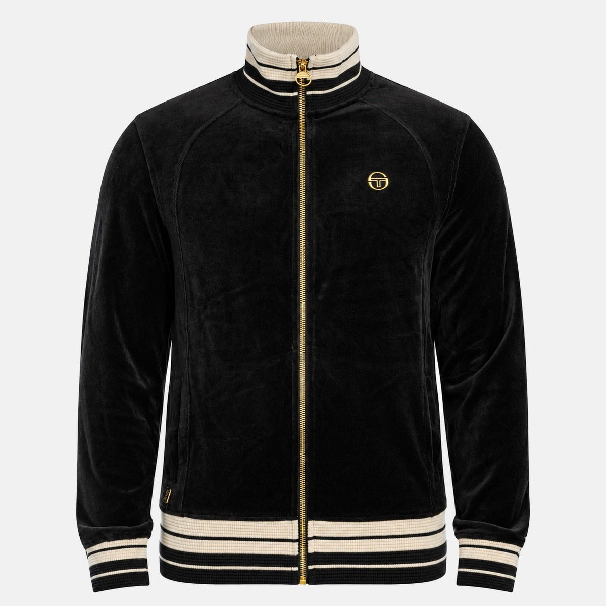 Sergio Tacchini Lazzari Velour Track Top Jacket Black | Northern Threads Designer Menswear