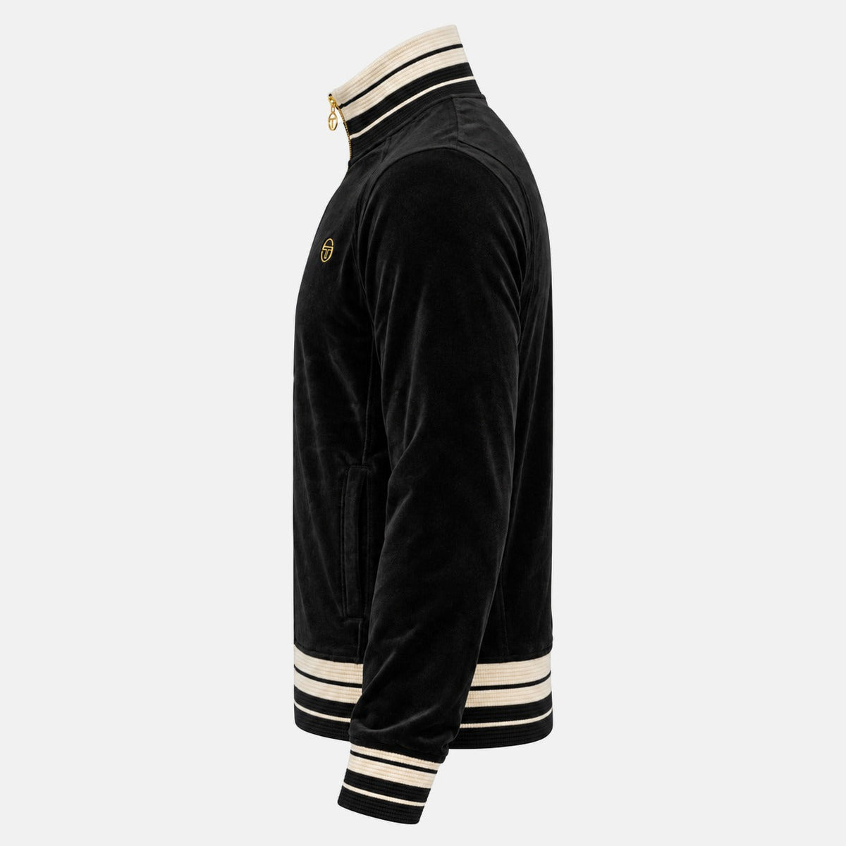 Sergio Tacchini Lazzari Velour Track Top Jacket Black | Northern Threads Designer Menswear