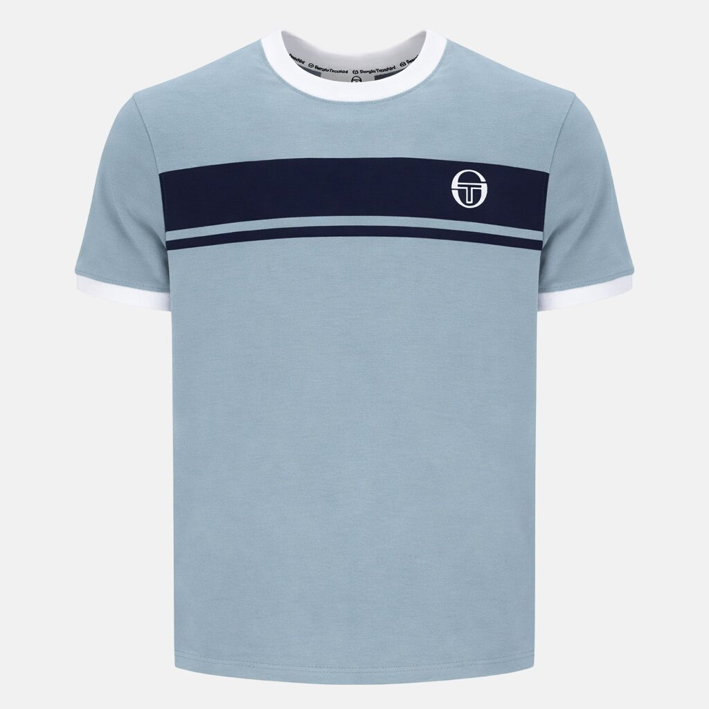 Sergio Tacchini Master T-Shirt Lead Maritime Blue White - SPR1258-M - northern threads uk