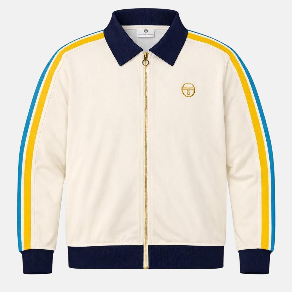 Sergio Tacchini Monte Velour Track Top Jacket Gardenia Maritime Blue - SPR1235-M - northern threads uk