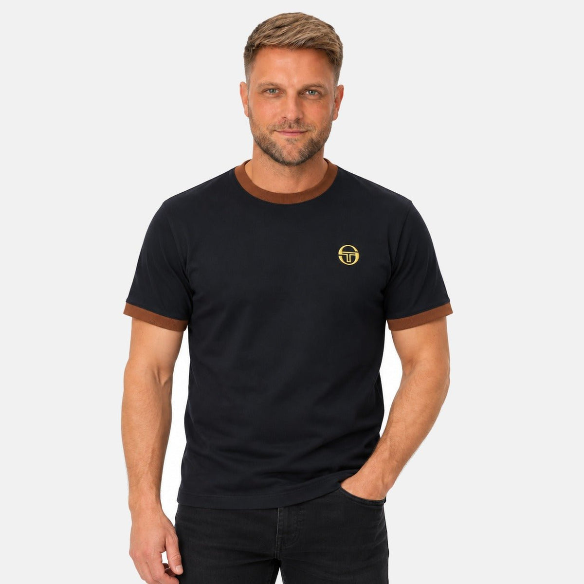 Sergio Tacchini Nera T-Shirt Black/Potting Soil | Northern Threads Designer Menswear