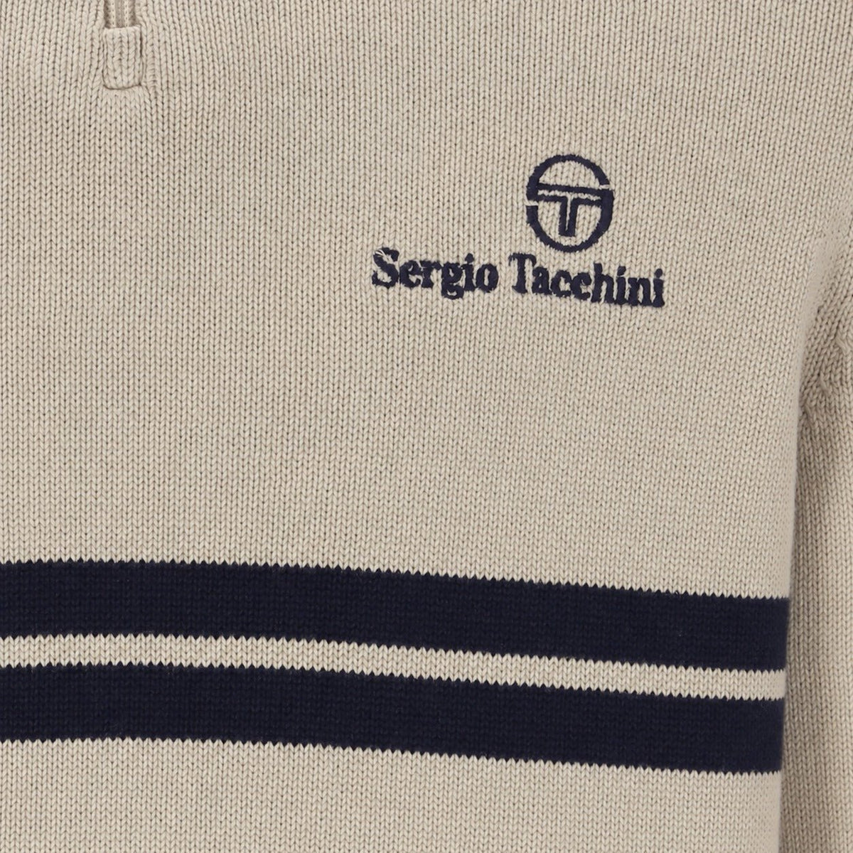 Sergio Tacchini New Dallas 1/4 Zip Knitted Jumper Peyote/Maritime Blue | Northern Threads Designer Menswear