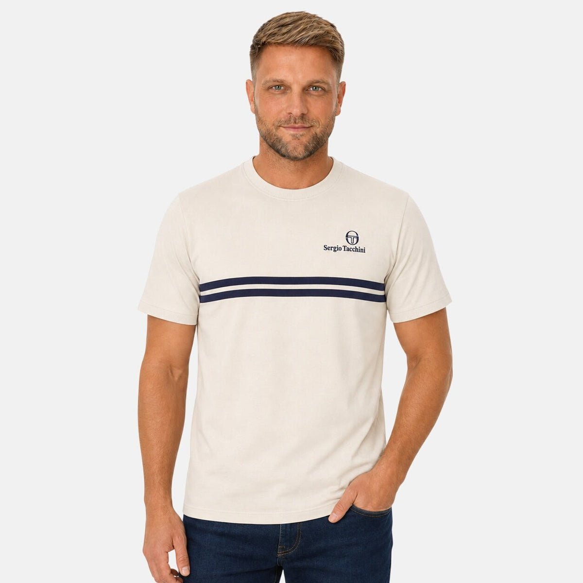 Sergio Tacchini New Supermac T-Shirt Peyote/Maritime Blue | Northern Threads Designer Menswear