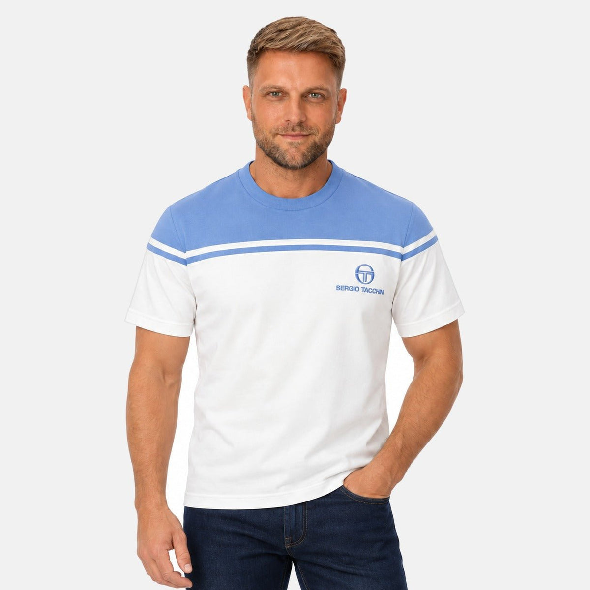 Sergio Tacchini New Young Line T-Shirt Country Blue/Gardenia | Northern Threads Designer Menswear
