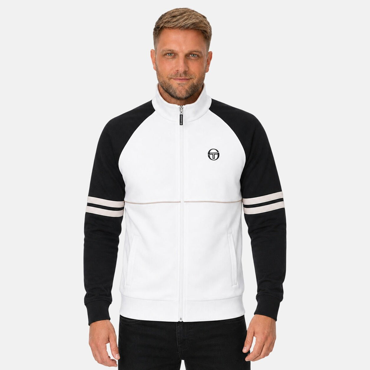 Sergio Tacchini Orion Track Top Jacket Gardenia/Black/Peyote | Northern Threads Designer Menswear