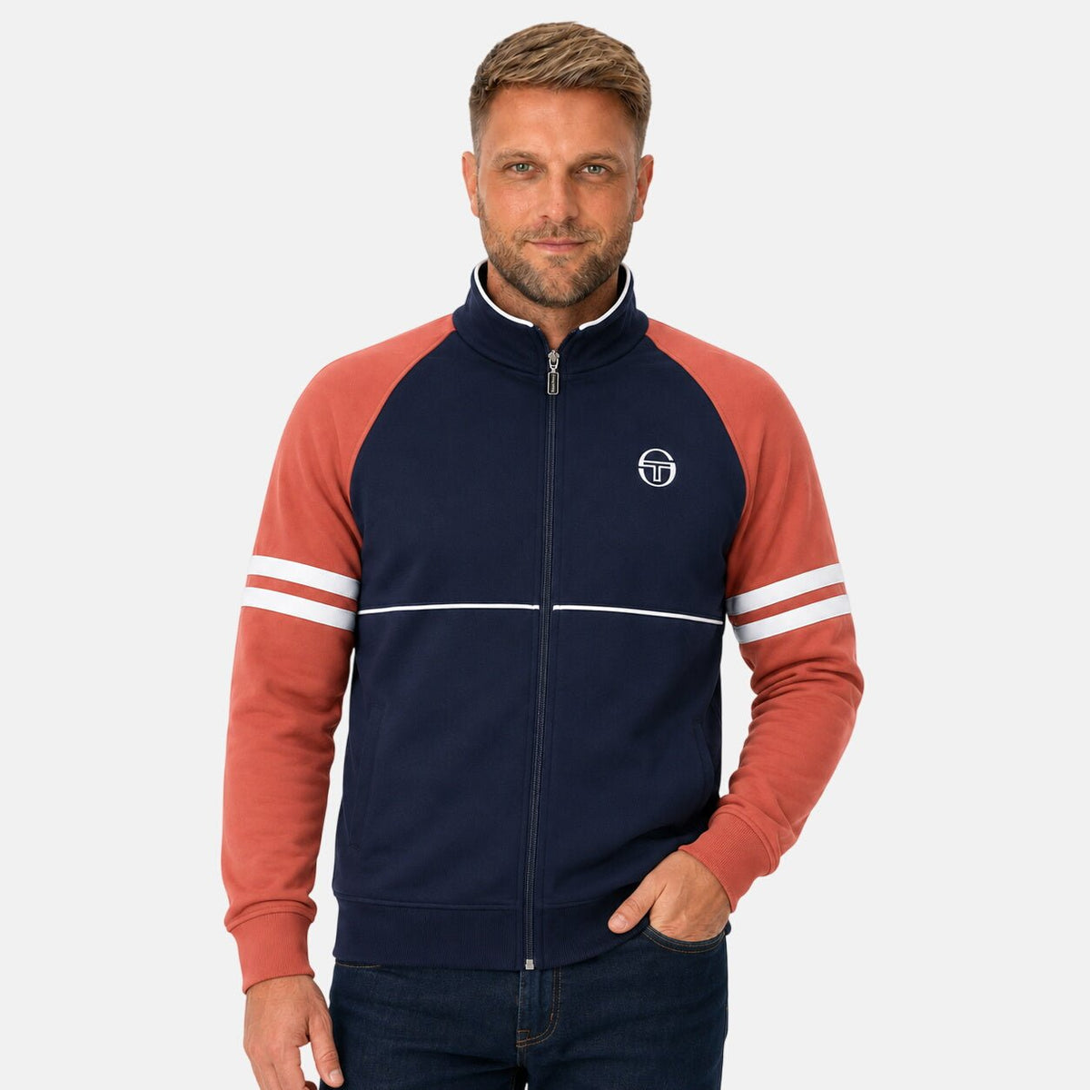 Sergio Tacchini Orion Track Top Jacket Maritime Blue/Light Mahogany/White | Northern Threads Designer Menswear