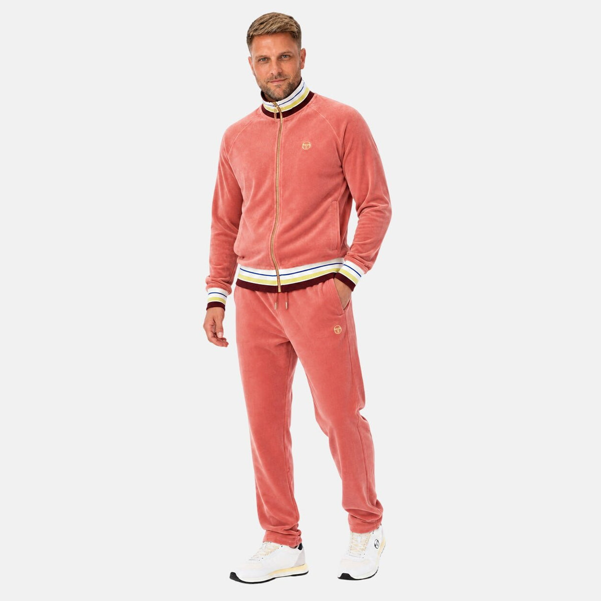 Sergio Tacchini Sartori Velour Track Top Jacket Light Mahogany | Northern Threads Designer Menswear