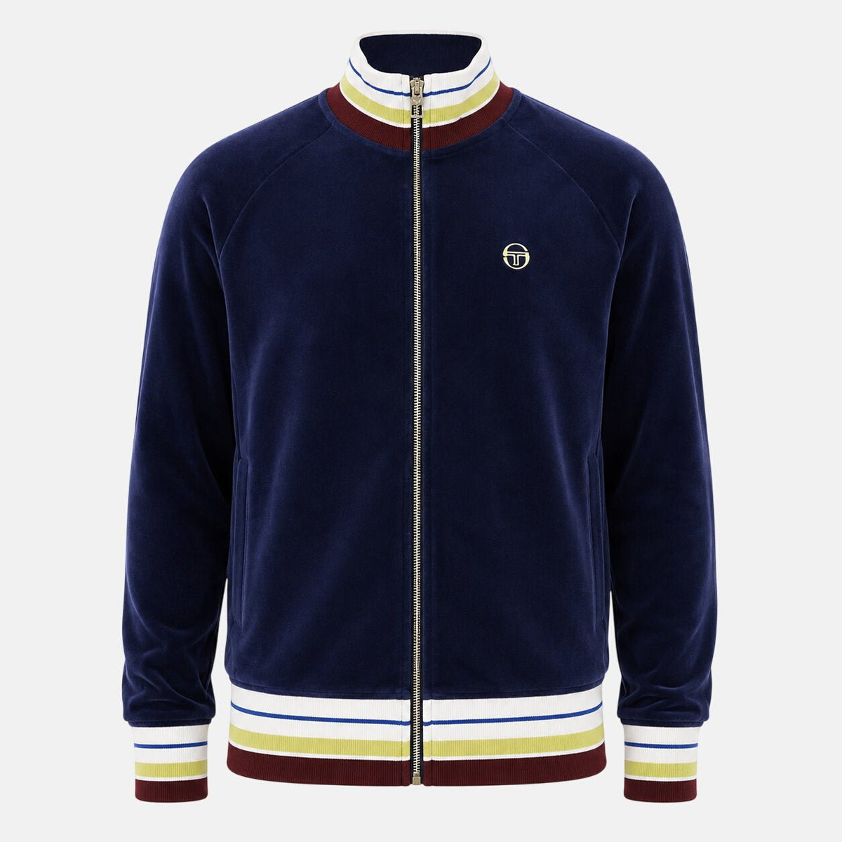 Sergio Tacchini Sartori Velour Track Top Jacket Maritime Blue | Northern Threads Designer Menswear