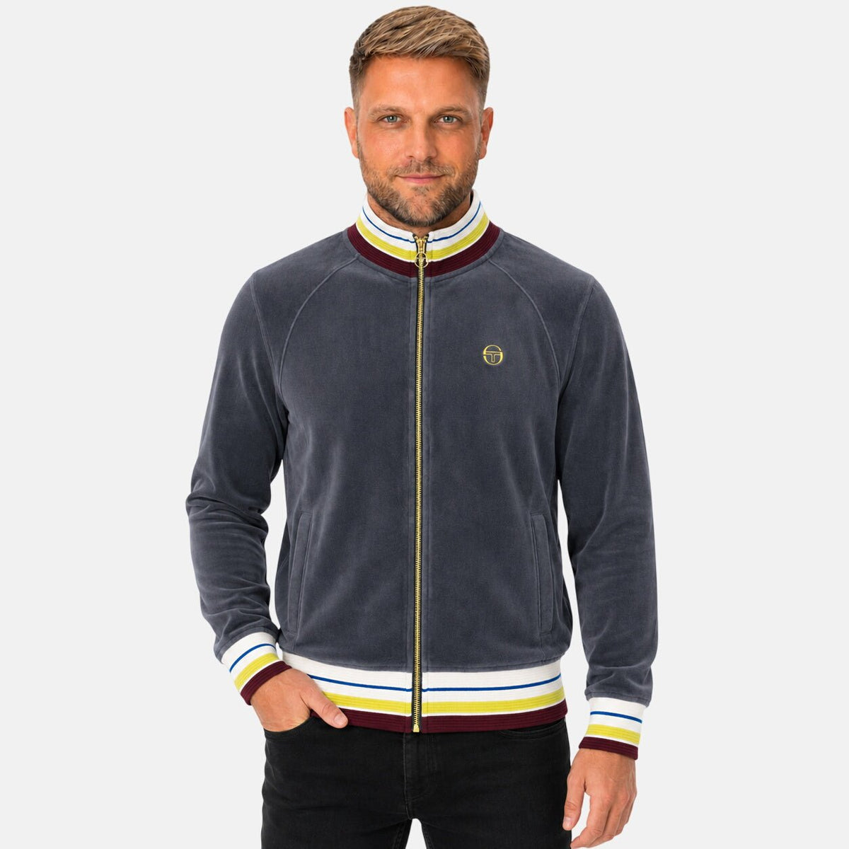 Sergio Tacchini Sartori Velour Track Top Jacket Turbulence | Northern Threads Designer Menswear