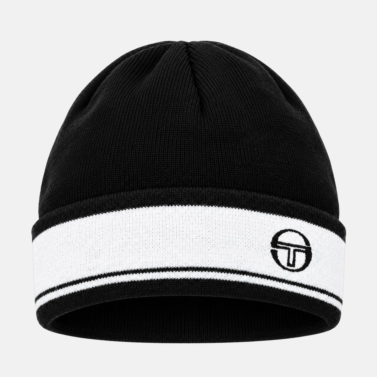 Sergio Tacchini Sellarz Jacquard Stripe Beanie Hat Black/White | Northern Threads Designer Menswear
