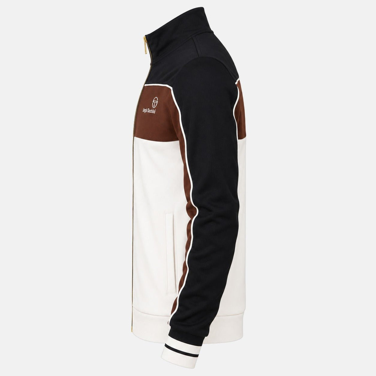 Sergio Tacchini Spiga Track Top Jacket Black/Potting Soil/Gardenia | Northern Threads Designer Menswear