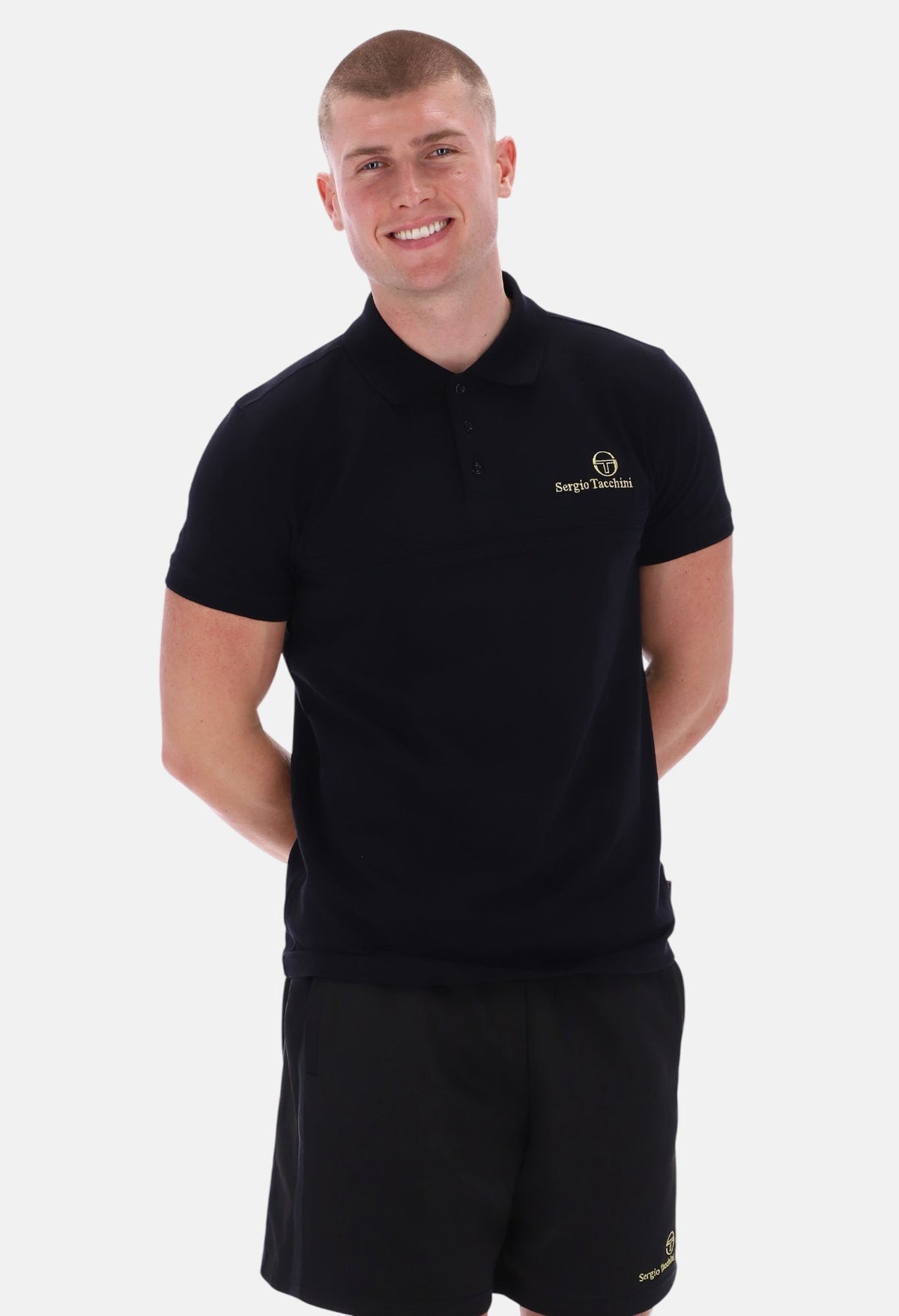 Sergio Tacchini Supermac Primo Polo Shirt Black Gold | Northern Threads Designer Menswear