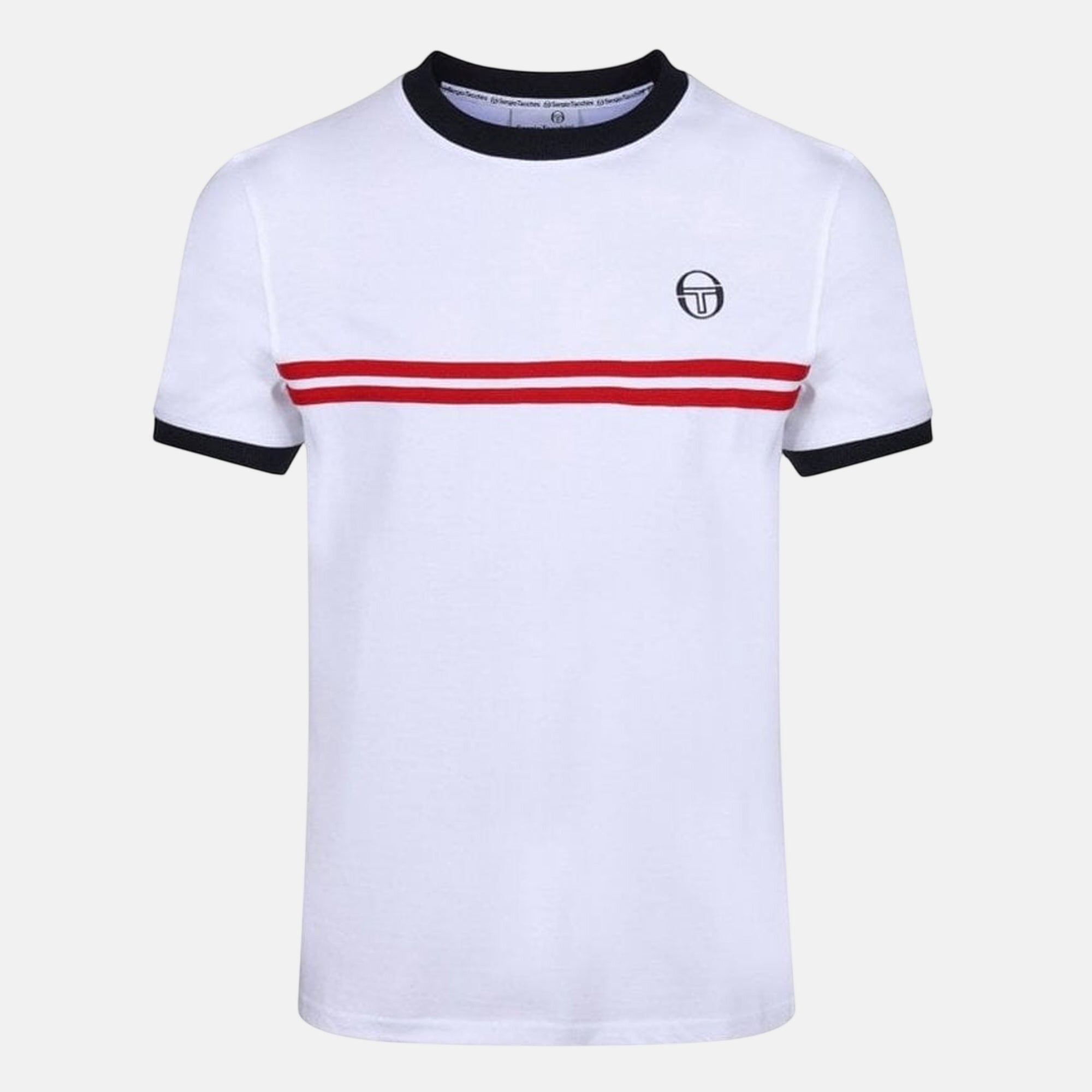 Sergio Tacchini Supermac T-Shirt White Maritime Blue Adrenaline Rush - SPR1185-M - northern threads uk