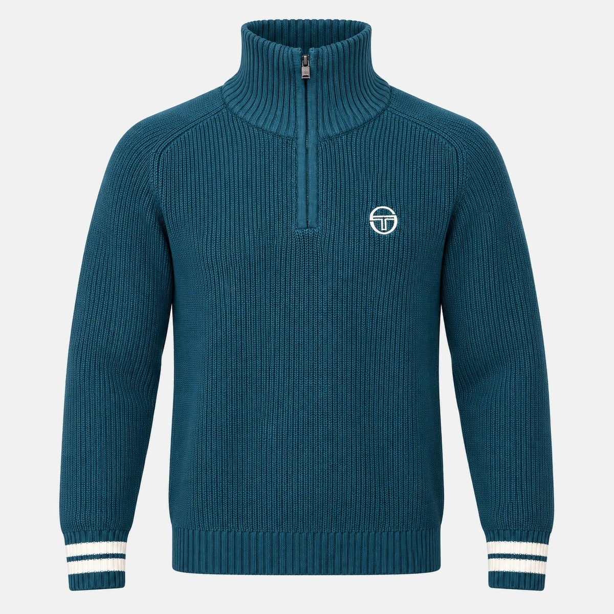Sergio Tacchini Toledo 1/4 Zip Knitted Jumper Deep Teal/Gardenia | Northern Threads Designer Menswear