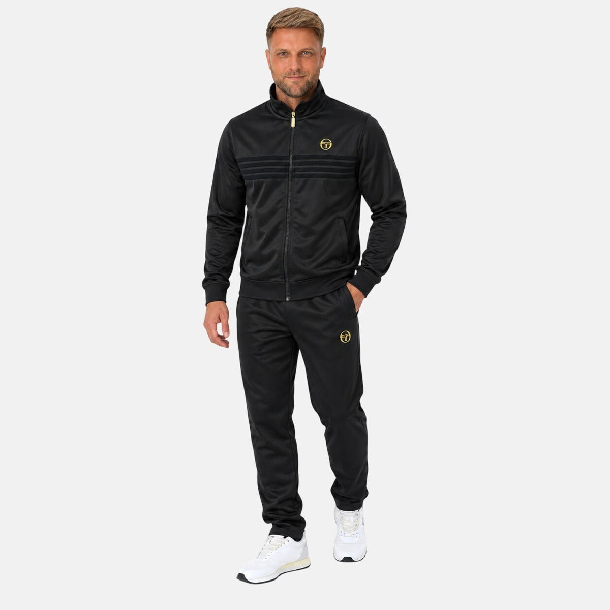 Sergio Tacchini Varena Track Top Jacket Black/Gold Lurex | Northern Threads Designer Menswear