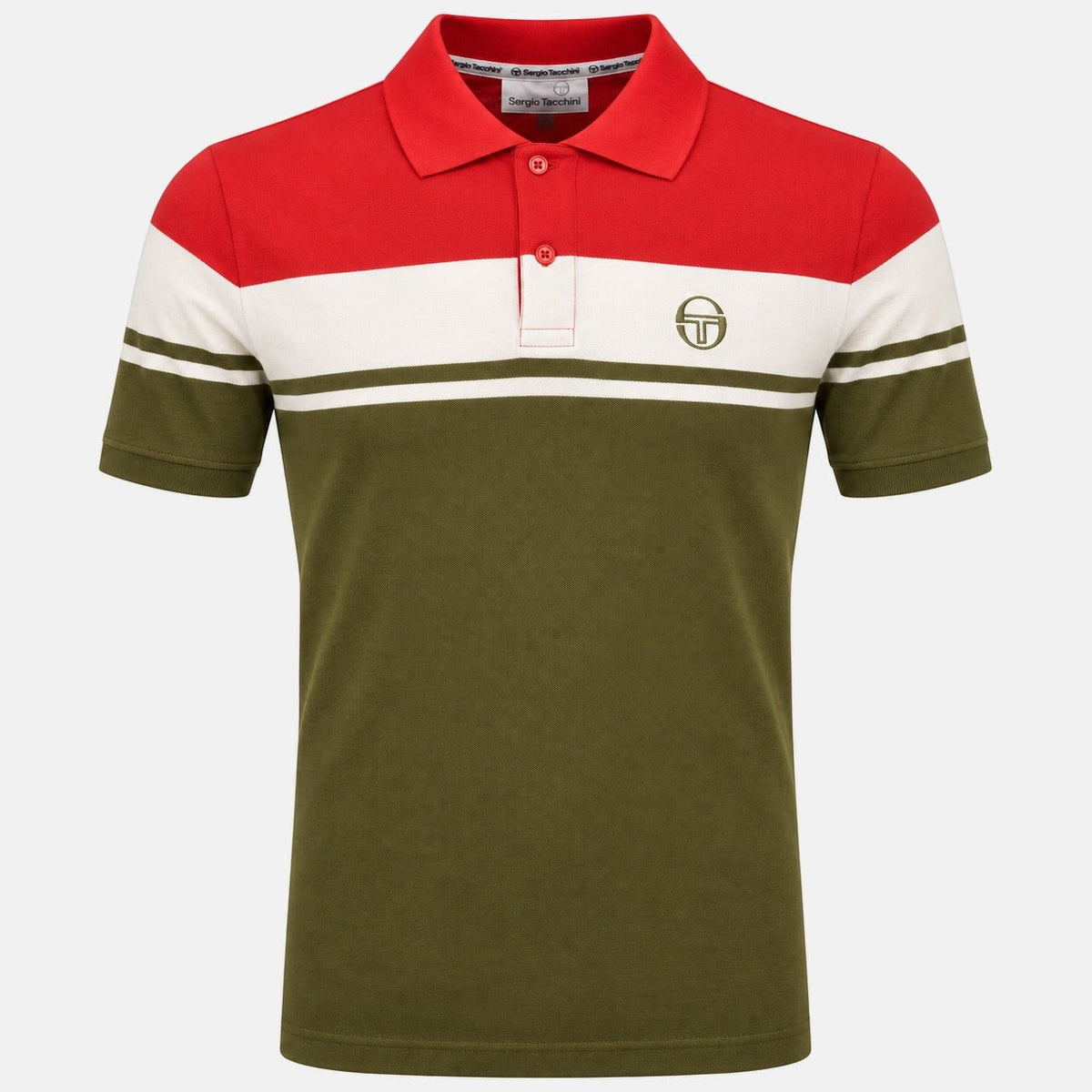 Sergio Tacchini Young Line Polo Shirt Adrenaline Rush/Gardenia/Dark Olive | Northern Threads Designer Menswear
