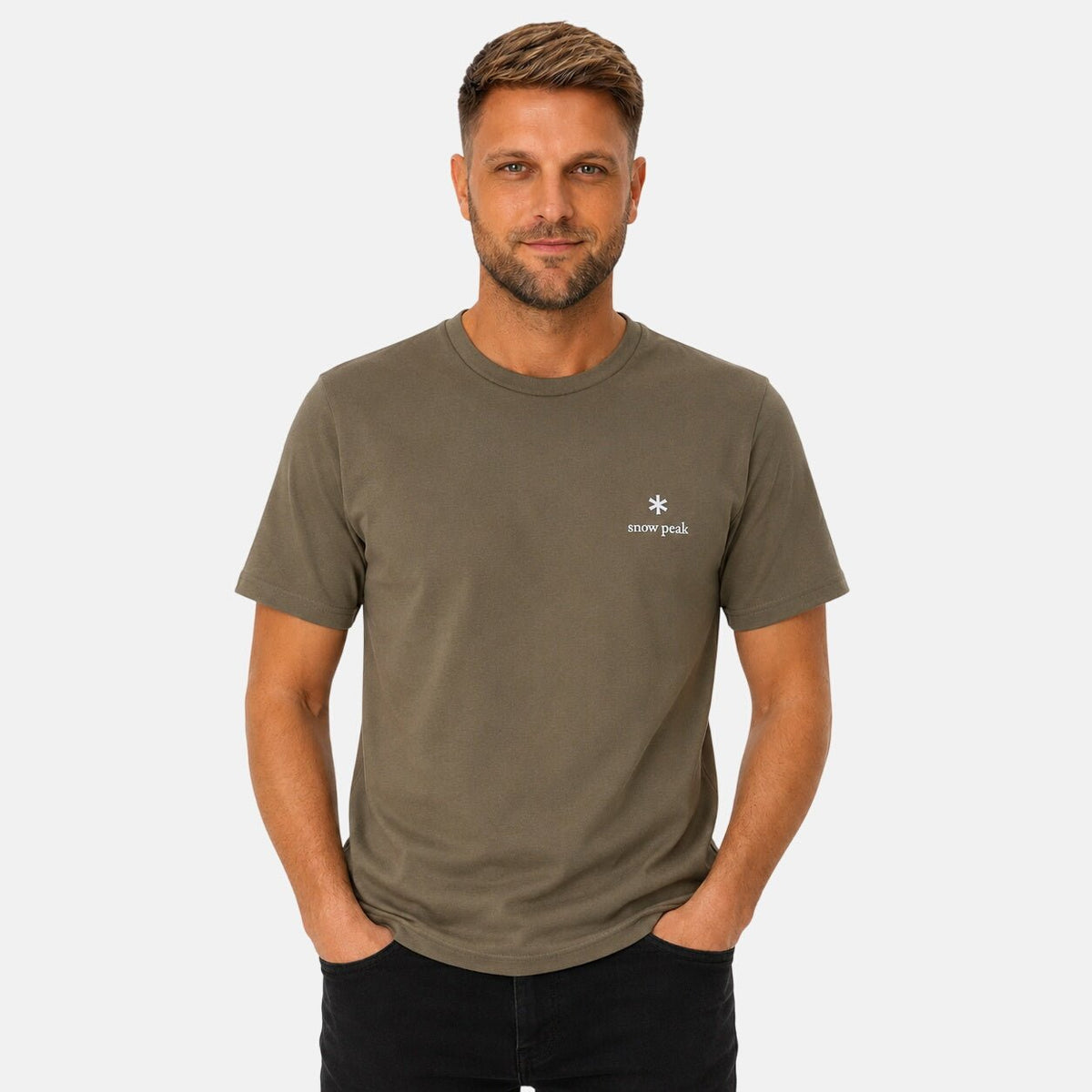Snow Peak Logo T-Shirt Dark Beige | Northern Threads Designer Menswear