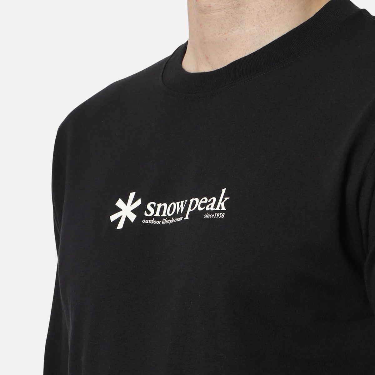 Snow Peak Soft Cotton Logo Long Sleeve T-Shirt Black | Northern Threads Designer Menswear