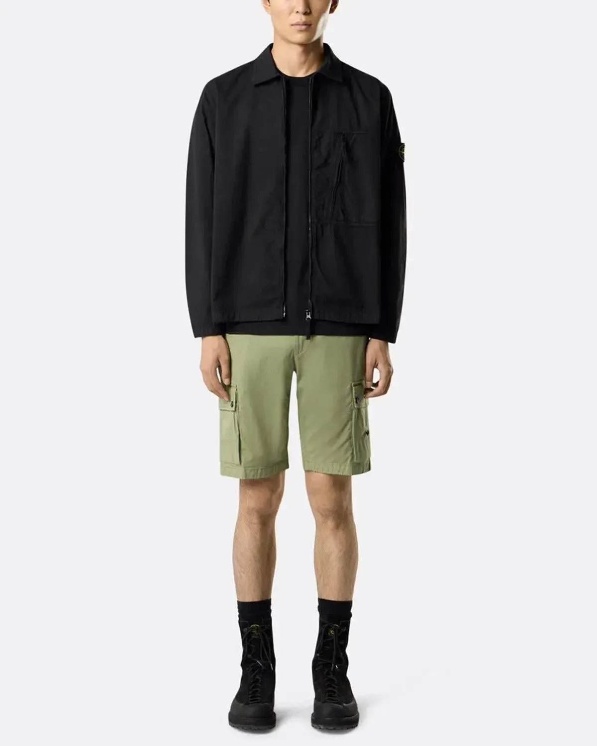 STONE ISLAND 1200003 SUPIMA COTTON TWILL STRETCH - TC OVERSHIRT BLACK - STONE-ISLAND-K1S151200003-S0010-V0029-S - northern threads uk