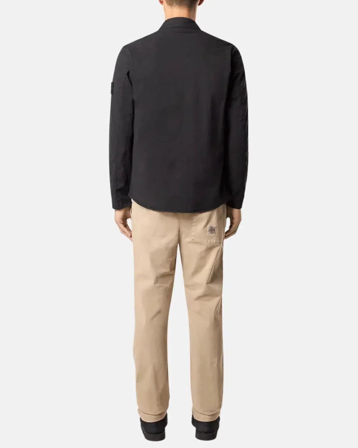 STONE ISLAND 1200033 SUPIMA COTTON TWILL STRETCH - TC OVERSHIRT BLACK - STONE-ISLAND-K1S151200033-S0010-V0029-M - northern threads uk