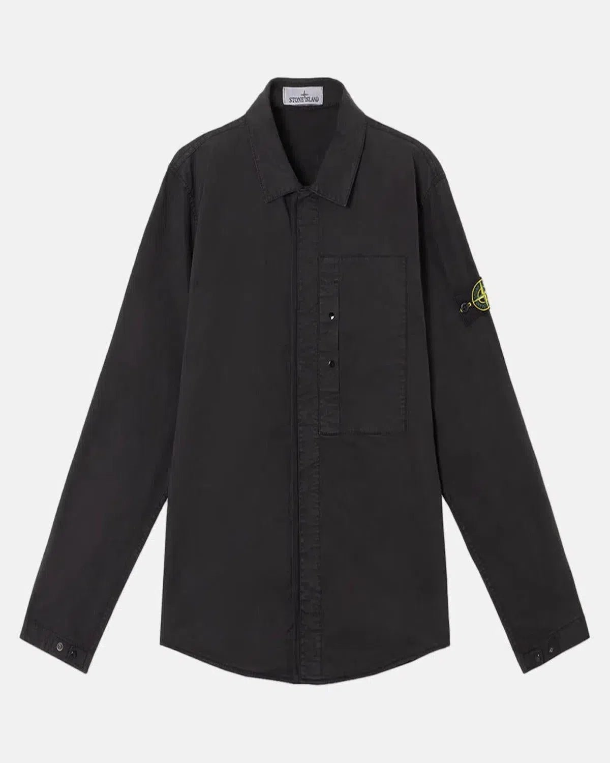 STONE ISLAND 1200033 SUPIMA COTTON TWILL STRETCH - TC OVERSHIRT BLACK - STONE-ISLAND-K1S151200033-S0010-V0029-M - northern threads uk
