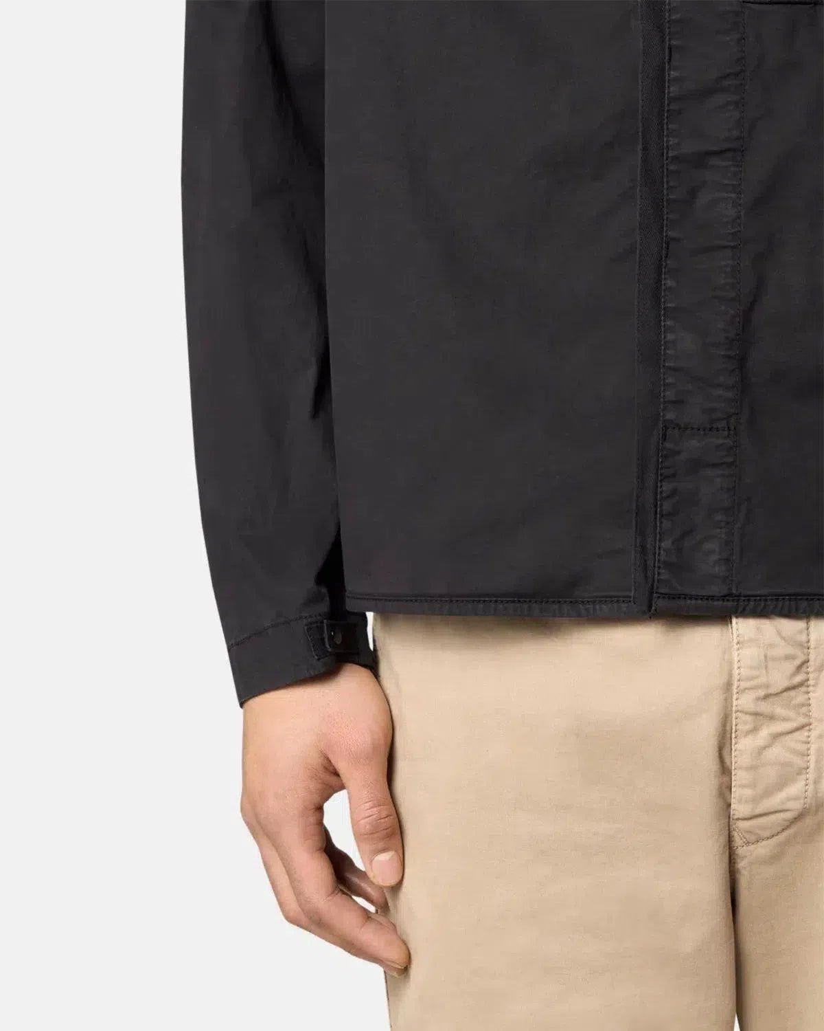 STONE ISLAND 1200033 SUPIMA COTTON TWILL STRETCH - TC OVERSHIRT BLACK - STONE-ISLAND-K1S151200033-S0010-V0029-M - northern threads uk