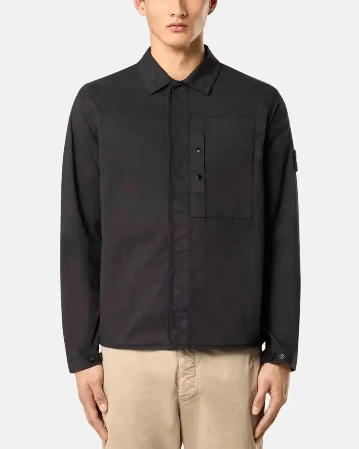 STONE ISLAND 1200033 SUPIMA COTTON TWILL STRETCH - TC OVERSHIRT BLACK - northern threads