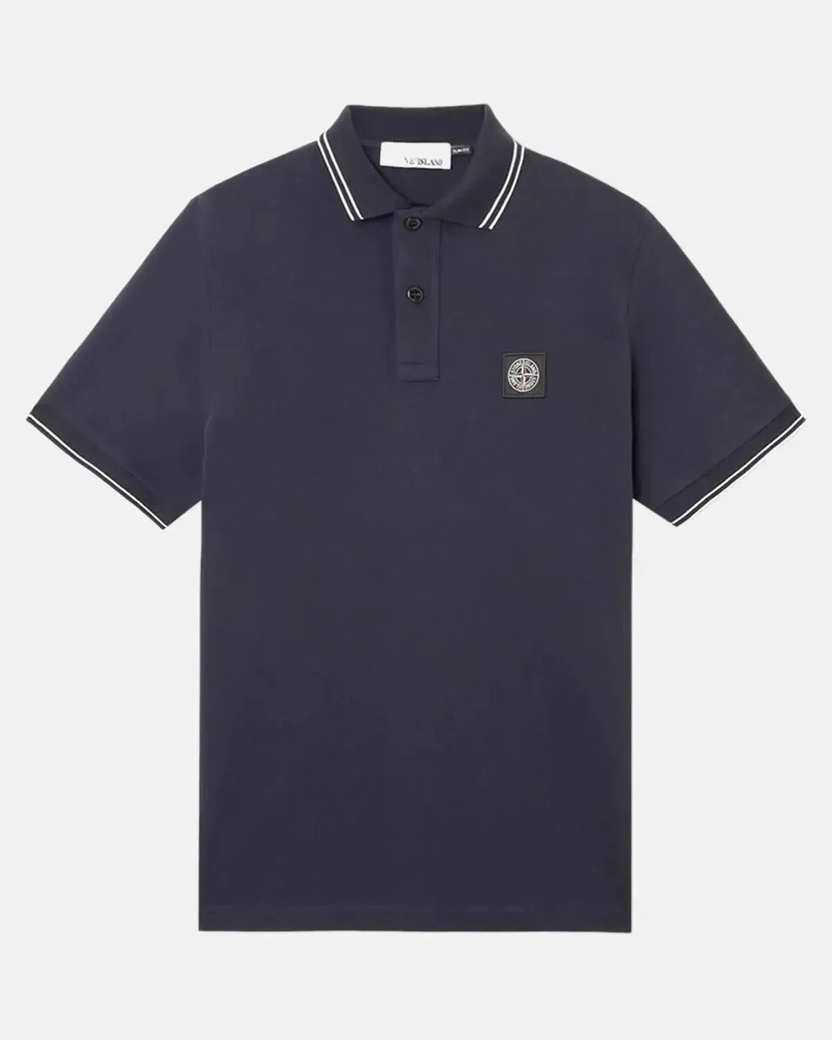 STONE ISLAND 2200007 ORGANIC STRETCH COTTON TIPPED SLIM FIT POLO SHIRT NAVY - STONE-ISLAND-K2S152200007-S0018-V0020-S - northern threads uk