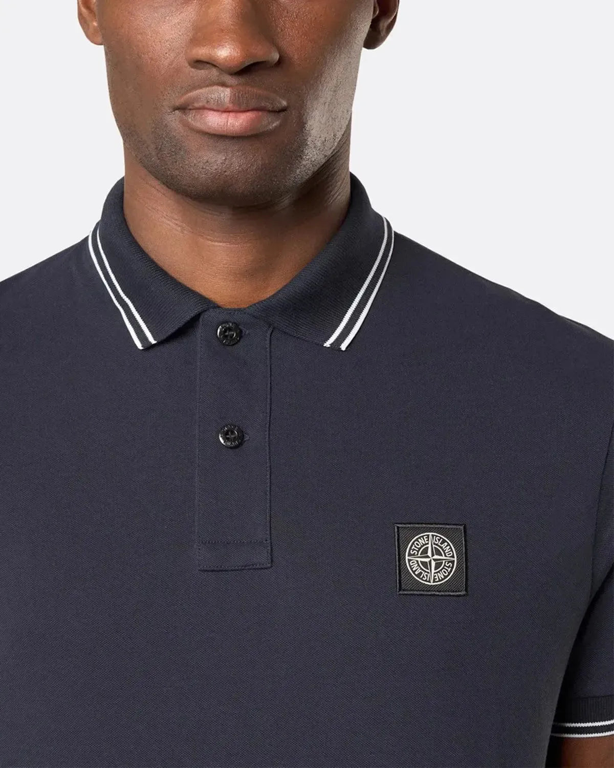 STONE ISLAND 2200007 ORGANIC STRETCH COTTON TIPPED SLIM FIT POLO SHIRT NAVY - STONE-ISLAND-K2S152200007-S0018-V0020-S - northern threads uk