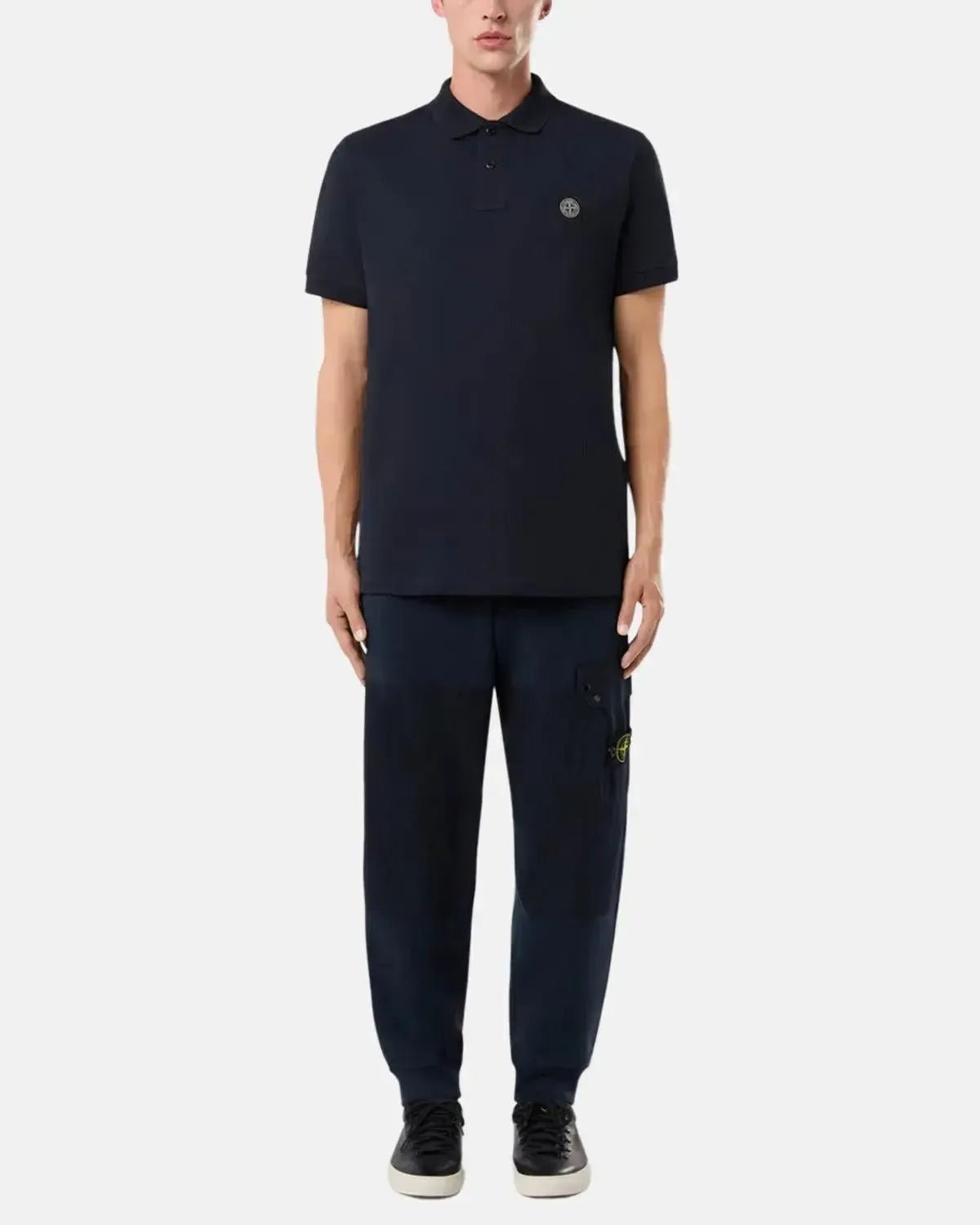 Stone Island 22002SC Organic Cotton Elastane Pique Polo Shirt Navy Blue | Northern Threads Designer Menswear