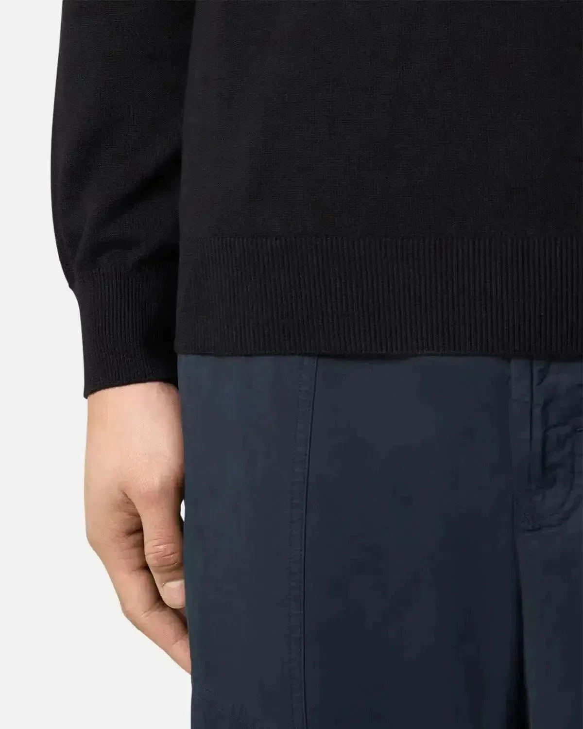 STONE ISLAND 5100053 SOFT ORGANIC COTTON CREWNECK KNIT BLACK - STONE-ISLAND-K1S155100053-S00B2-V0029-S - northern threads uk