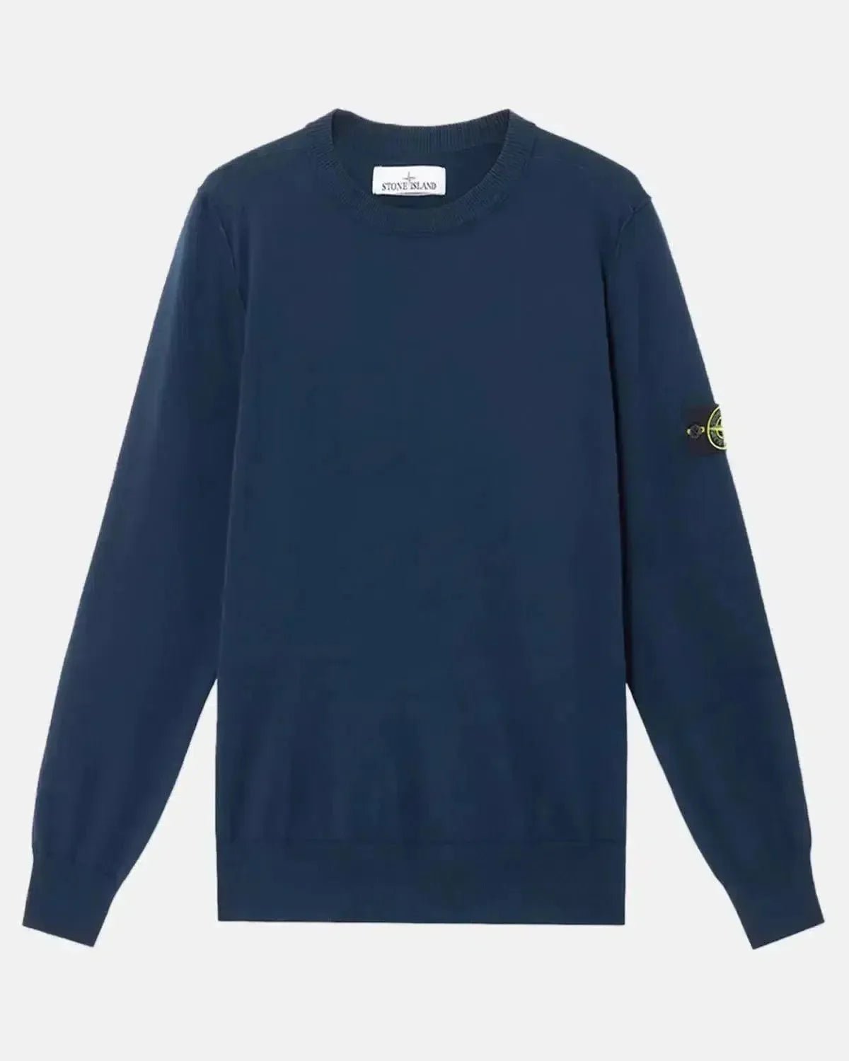 STONE ISLAND 5100053 SOFT ORGANIC COTTON CREWNECK KNIT NAVY BLUE - STONE-ISLAND-K1S155100053-S00B2-V0020-S - northern threads uk