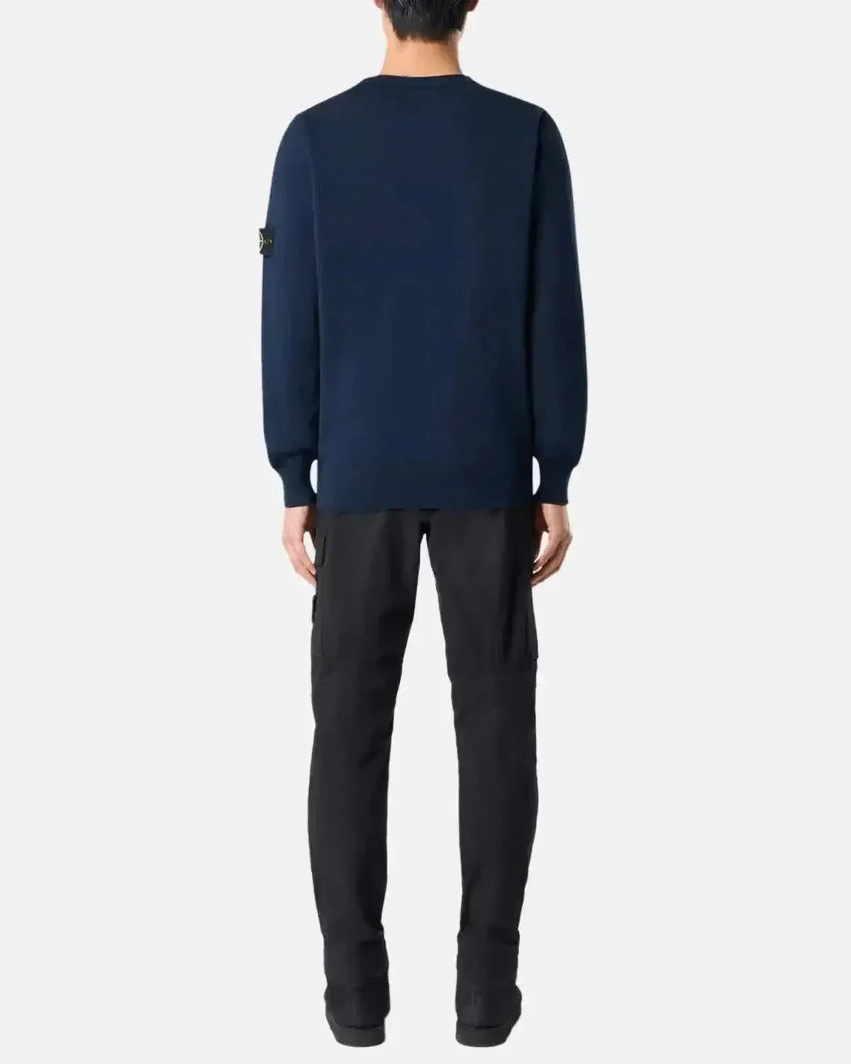 STONE ISLAND 5100053 SOFT ORGANIC COTTON CREWNECK KNIT NAVY BLUE - STONE-ISLAND-K1S155100053-S00B2-V0020-S - northern threads uk