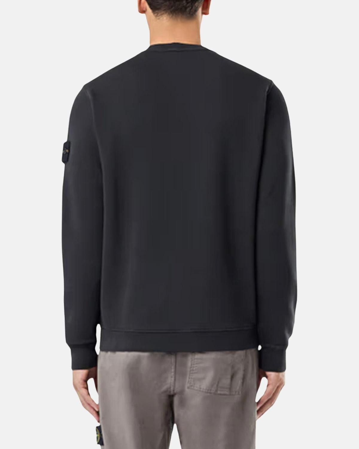 STONE ISLAND 61241 ORGANIC DIAGONAL FLEECE OLD EFFECT SWEATSHIRT BLACK - northern threads