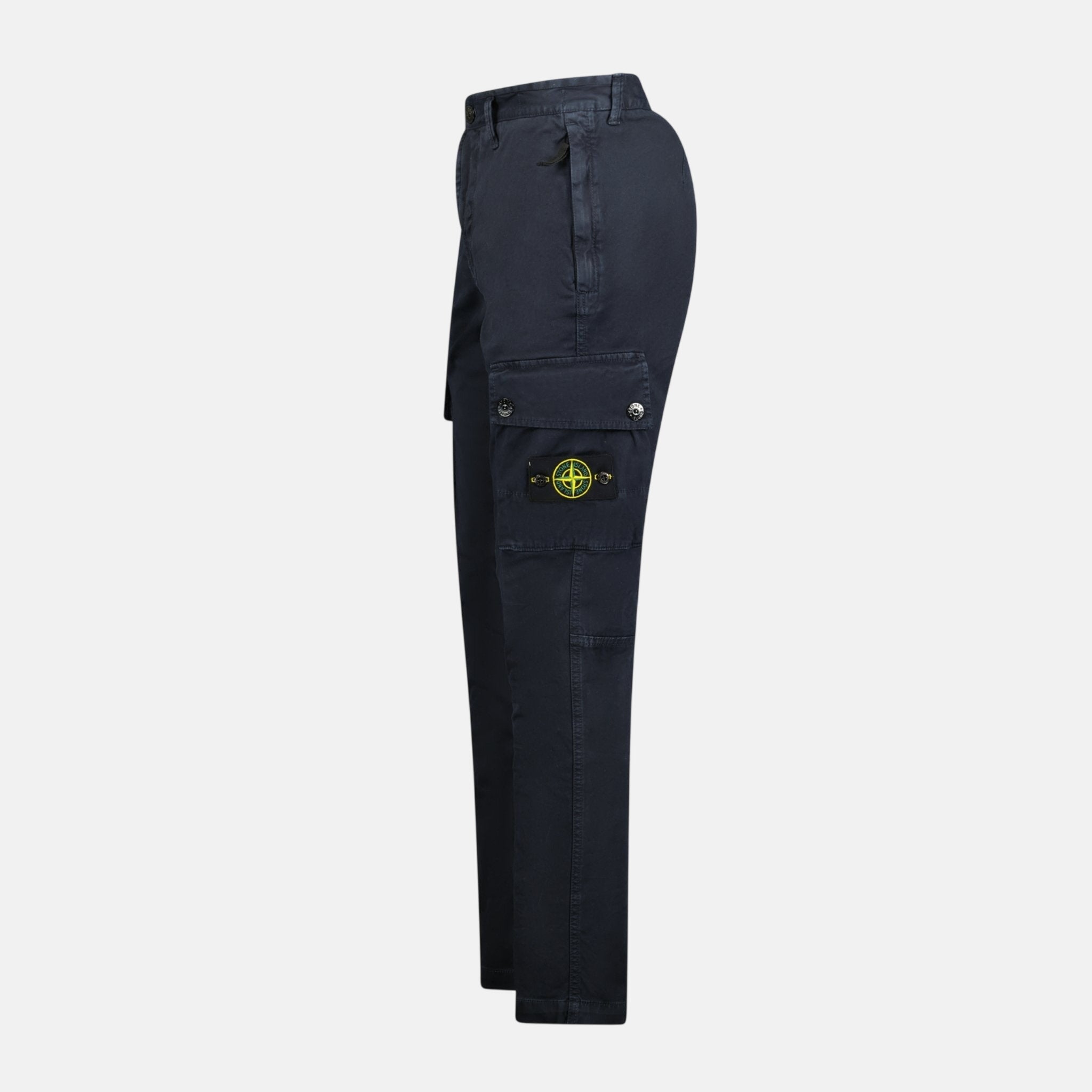 Stone Island Badge Cotton Cargo Trousers Navy - northern threads