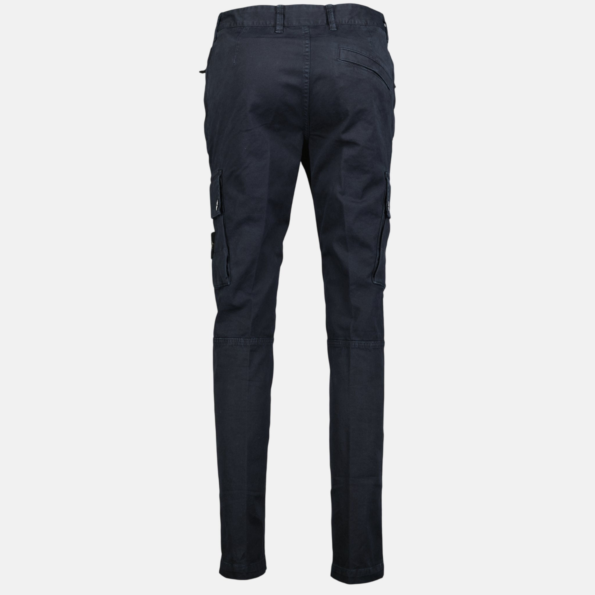 Stone Island Badge Cotton Cargo Trousers Navy - northern threads