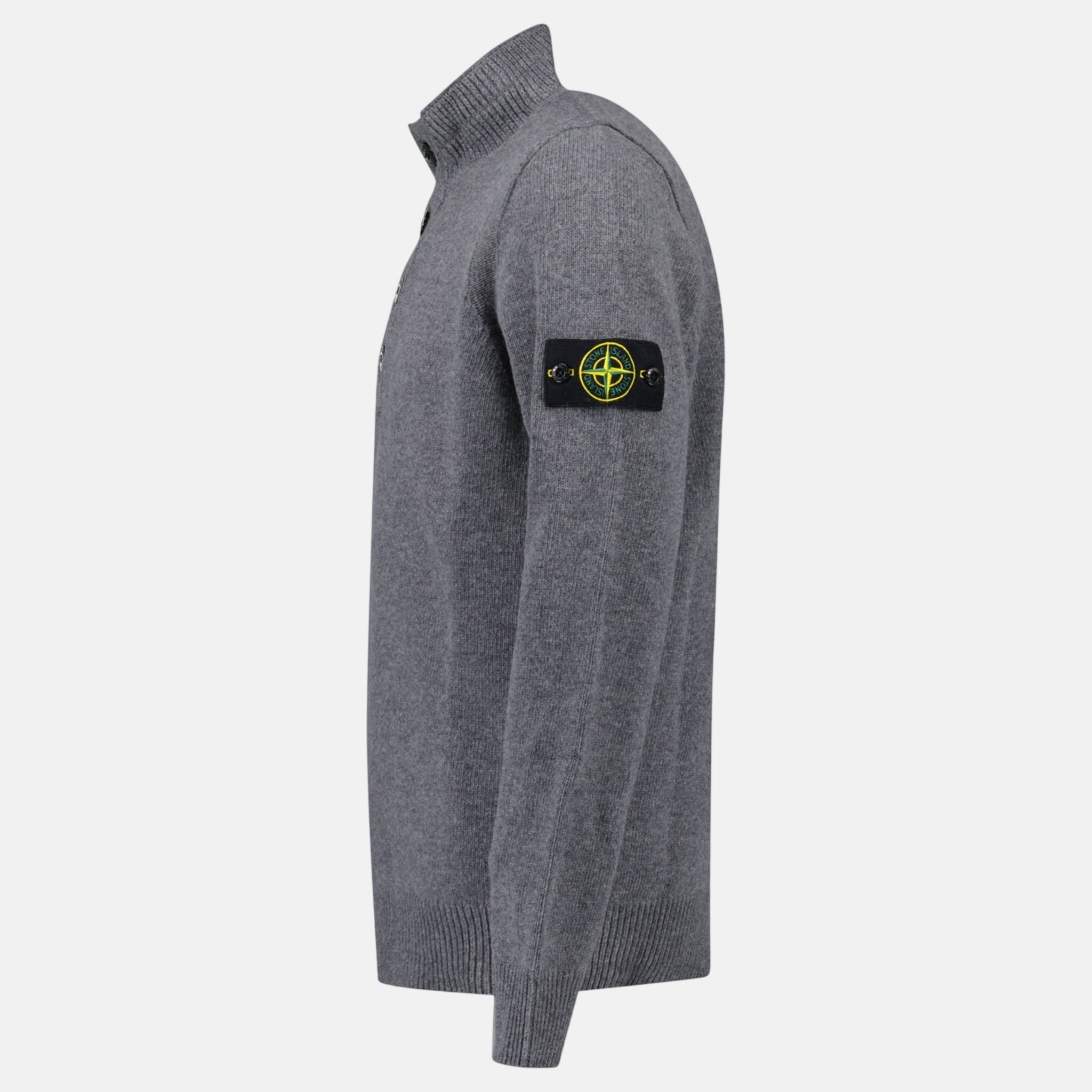 Stone Island Button Neck Jumper Cement Grey - A13 - northern threads uk