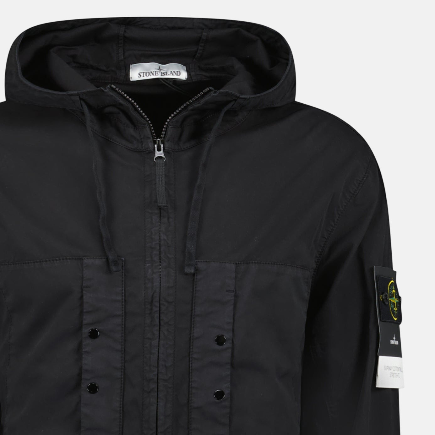 Stone Island Chest Pocket Hooded Jacket Black - northern threads