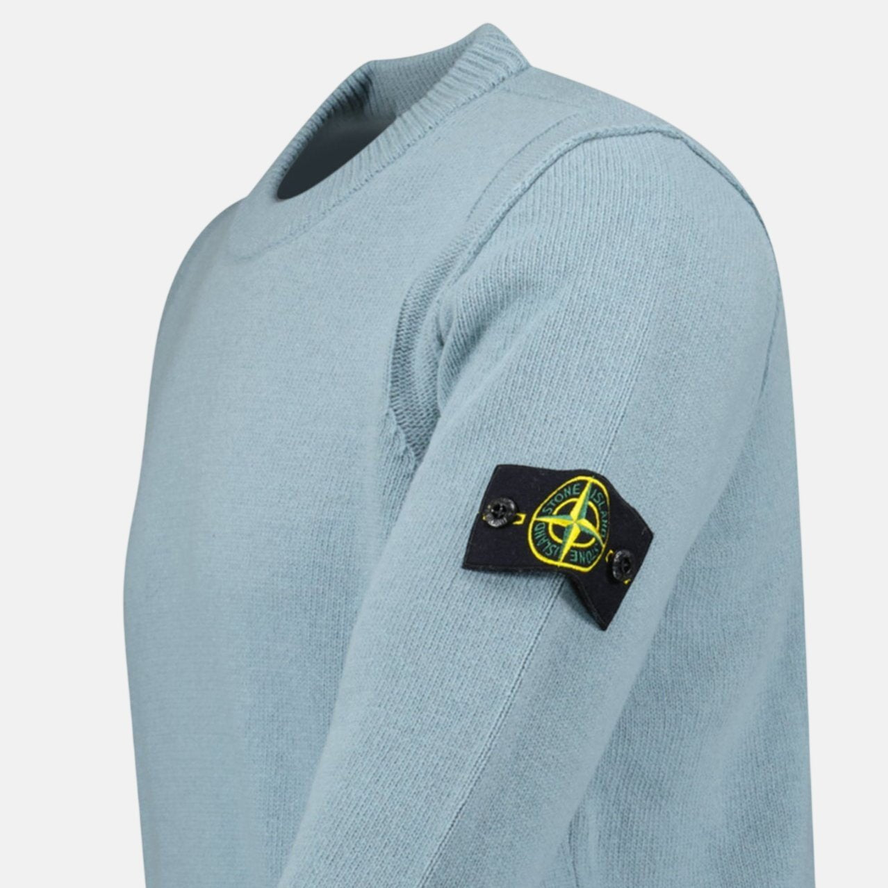 Stone Island Compass - Badge Knit Wool Jumper Green Grey - O10 - northern threads uk