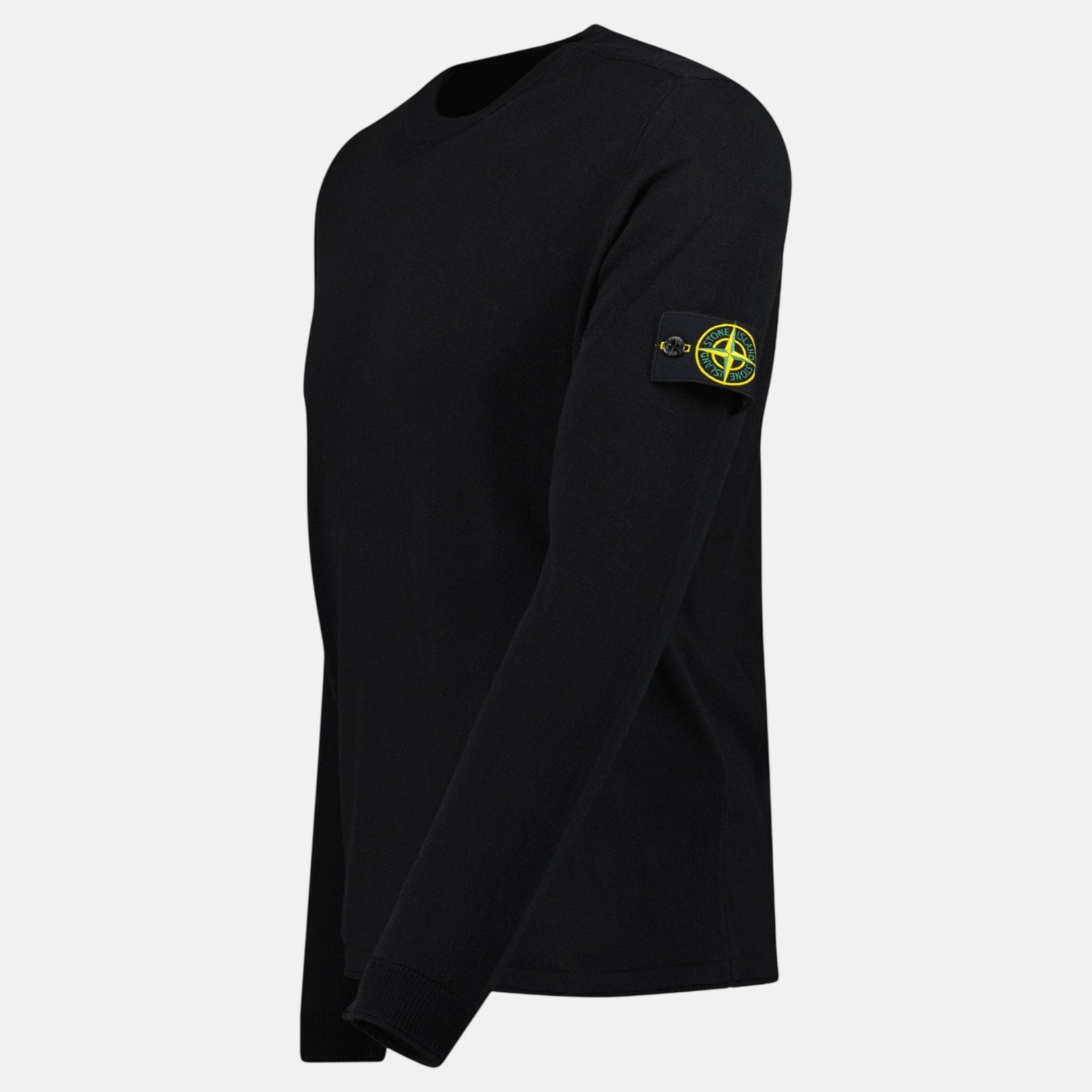 Stone Island Compass Badge Light Raw Hand Organic Cotton Jumper Black - T1 - northern threads uk