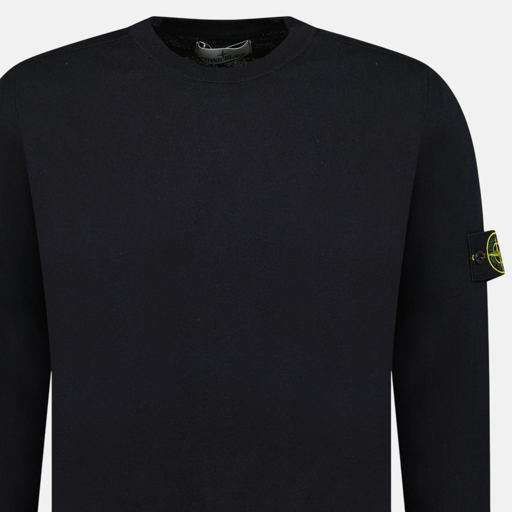 Stone Island Compass Badge Light Raw Hand Organic Cotton Jumper Navy - T4 - northern threads uk
