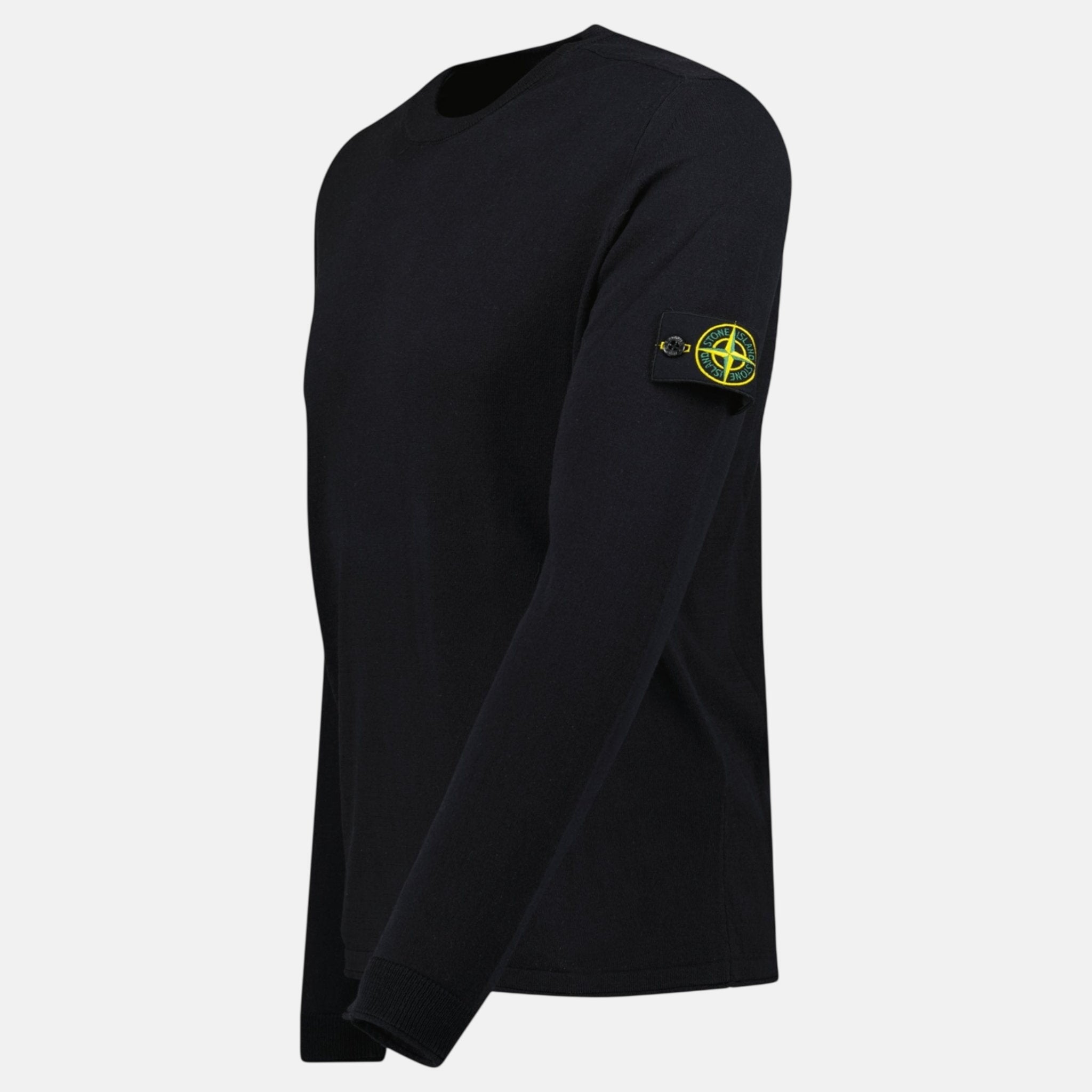 Stone Island Compass Badge Light Raw Hand Organic Cotton Jumper Navy - T4 - northern threads uk