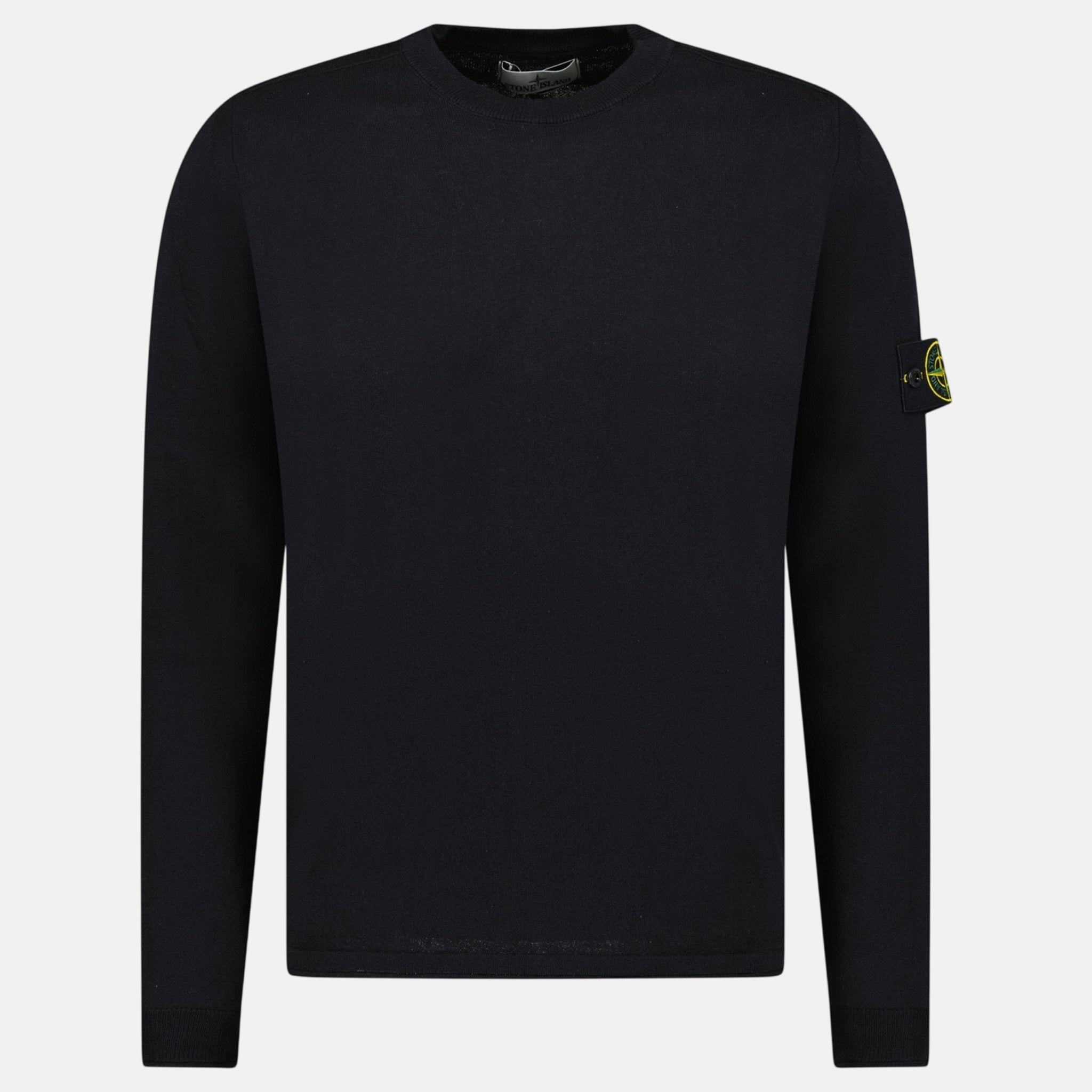 Stone Island Compass Badge Light Raw Hand Organic Cotton Jumper Navy - T4 - northern threads uk