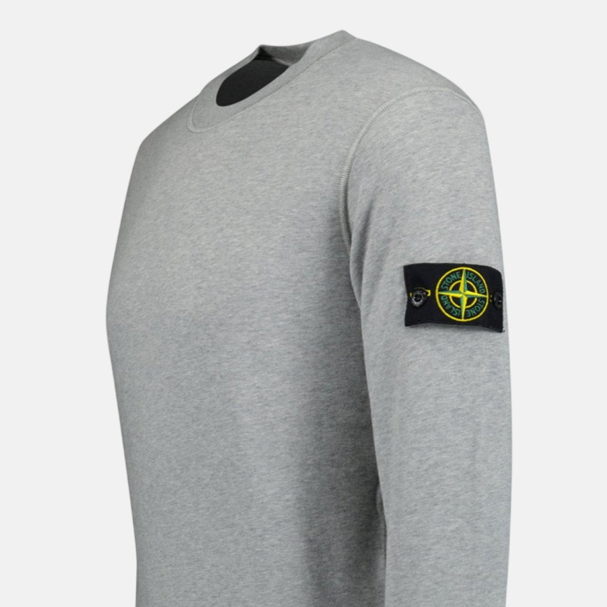 Stone Island Compass Badge Organic Cotton Crewneck Sweatshirt Grey - F35 - northern threads uk