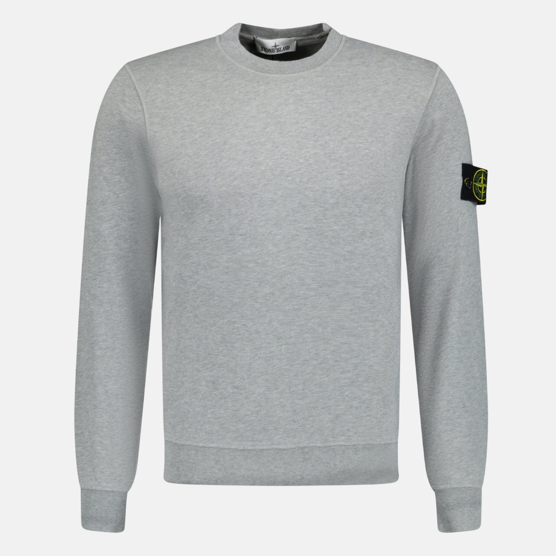 Stone Island Compass Badge Organic Cotton Crewneck Sweatshirt Grey - F35 - northern threads uk