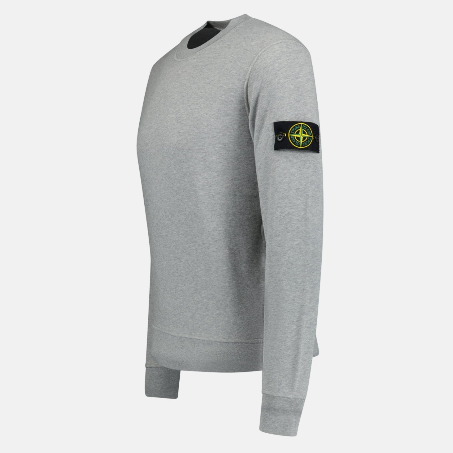 Stone Island Compass Badge Organic Cotton Crewneck Sweatshirt Grey - F35 - northern threads uk