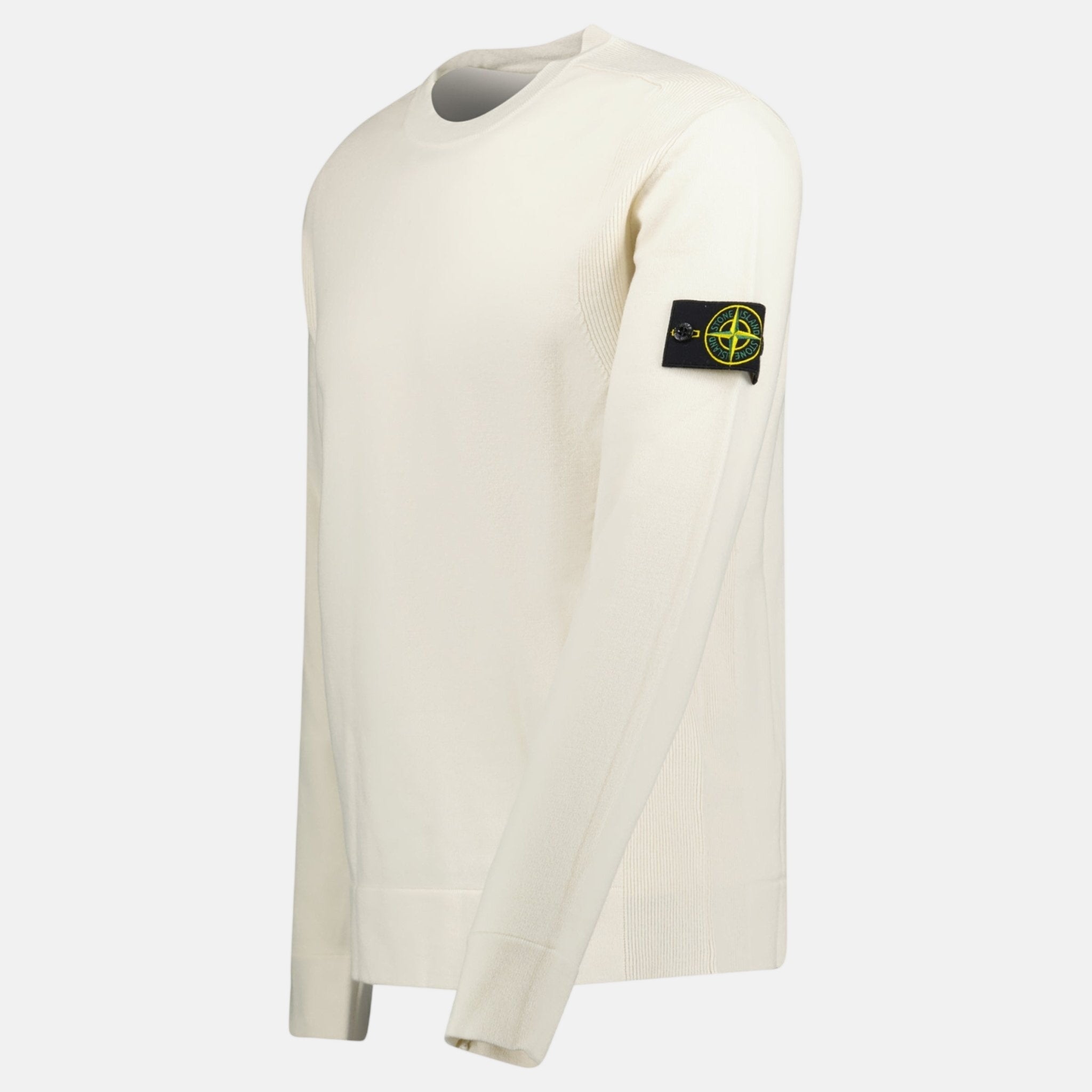 Stone Island Compass - Badge Wool Blend Jumper Cream - A13 - northern threads uk