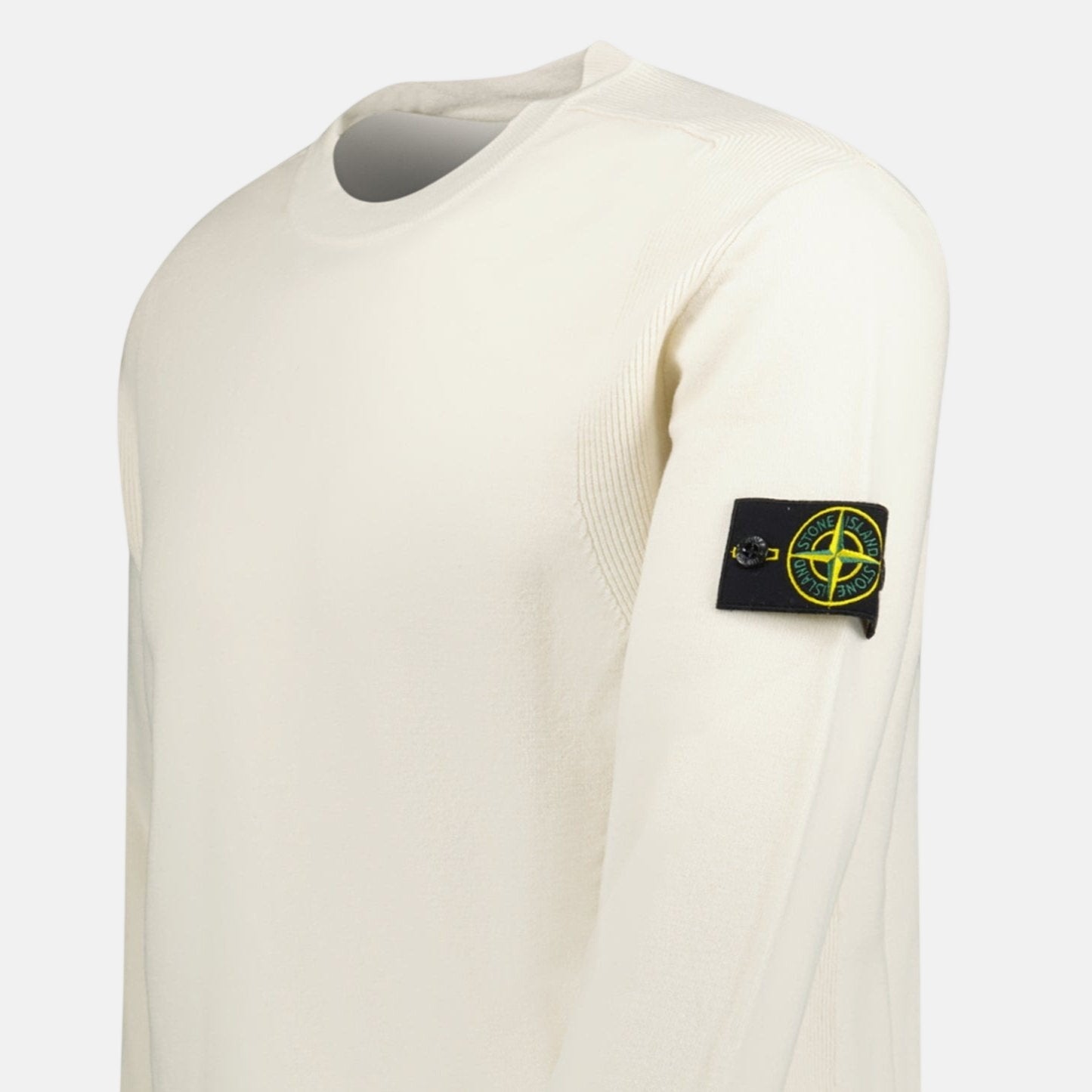 Stone Island Compass - Badge Wool Blend Jumper Cream - A13 - northern threads uk