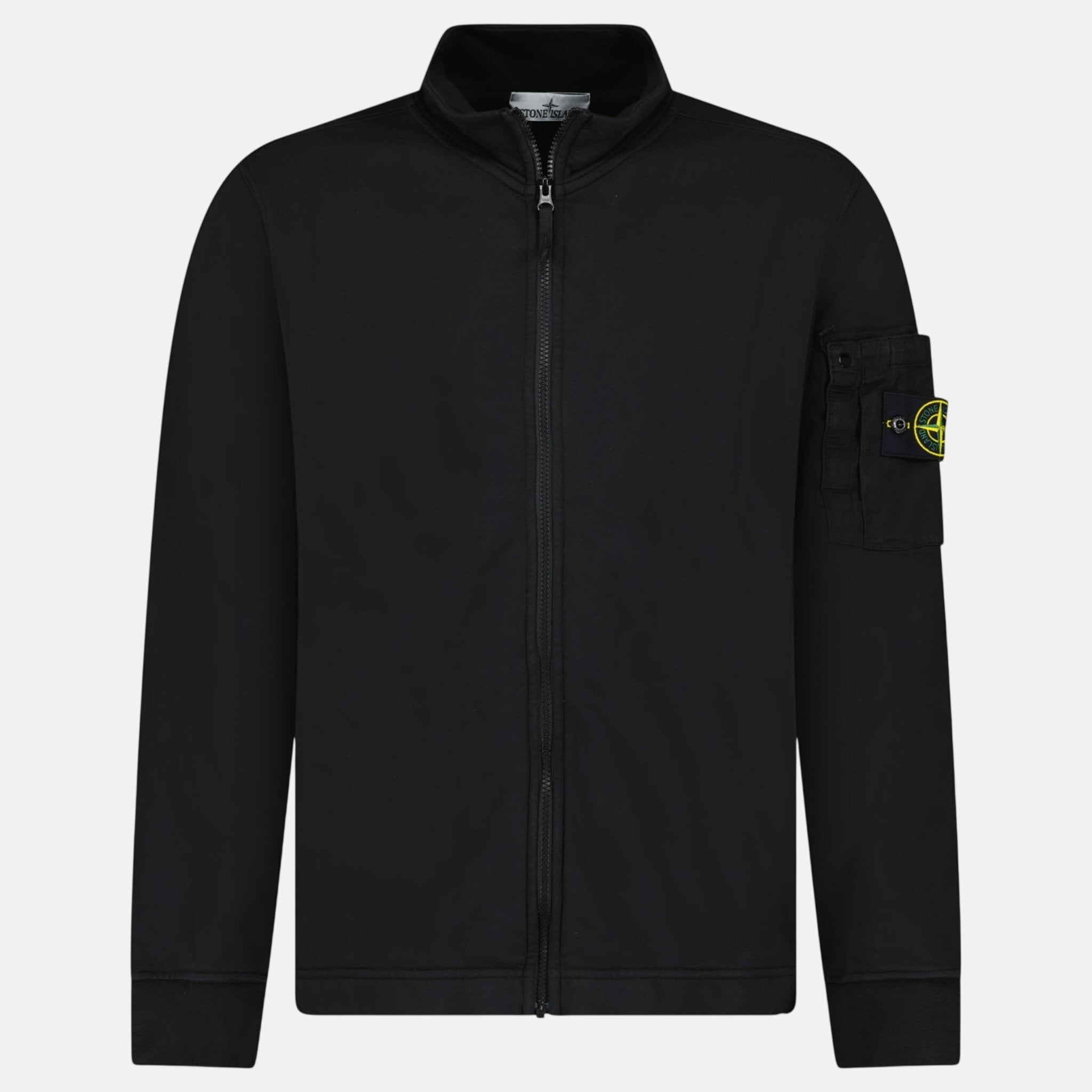 Stone Island Cotton Fleece Track Jacket Black - F30 - northern threads uk